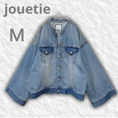 【即決ご希望額はコメントへ】 美品　jouetie　ジュエティ　リメイク　デニム ジャケット　Gジャン　ワイドスリーブ　インディゴ　Ｍ　オーバーサイズ　ノーカラー　スタンドカラー　ゆったり　ビッグシルエット　ドロップショルダー　ウォッシュ加工　エイジング