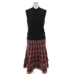 チェスティ Chesty ワンピース ニット ツイード ドッキング モックネック ノースリーブ ロング 1 赤 黒 /FF