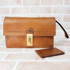 ほぼ未使用 Ermenegildo Zegna ブラウン クラッチバッグ レザー | Mercari