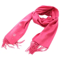 フルラ FURLA マフラー ストール フリンジ ラインストーン スタッズ装飾 ピンク /KU ■BM