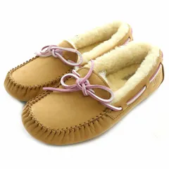 アグ オーストラリア UGG australia W DAKOTA ダコタ スリッポン ローファー モカシン ムートン スエード 皮革 ロゴ リボン 6 23.0 茶 ブラウン ピンク 5131W/TAB /MP ■GY18