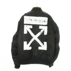オフホワイト OFF WHITE Brushed Bomber Jacket  ブルゾンジャケット 中綿 MA-1 ダブルジップ プリント バックロゴ L 黒 ブラック OMEA026F17578017 /AO7 ■GY17のサムネイル
