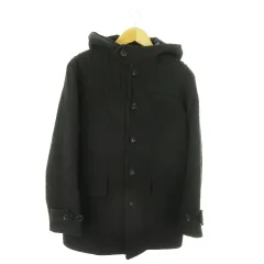 パドカレ pas de calais コート フーディ ミドル丈 裏ストライプ 厚手 38 M グレー /AO7のサムネイル