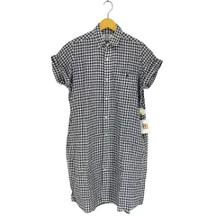 ジムフレックス GYMPHLEX フレンチリネン ギンガムチェック シャツワンピース レディース UK：12 