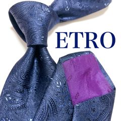 美品 エトロ ネクタイ ハイブランド ペイズリー柄 光沢 ジャガード織り