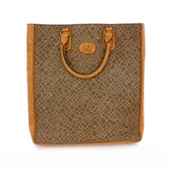 ニナリッチ NINA RICCI ハンドバッグ トートバッグ レザー 皮革 アニマル柄 ジラフ キリン柄 ロゴ 茶 ブラウン /MP ■GY17