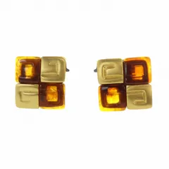 ジバンシィ GIVENCHY ヴィンテージ イヤリング アクセサリー 両耳用 クリップ式 4Gロゴ スクエア ゴールドカラー 金色 ■GY11 /MQ