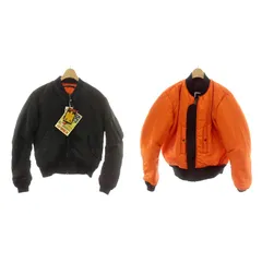 アヴィレックス AVIREX MA-1 COMMERCIAL LOGO フライトジャケット リバーシブル ダブルジップ M 黒 ブラック オレンジ 6162164 /MP ■GY18