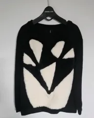 新品)デパート カミングステップ ブラック ストレッチ パータン セーター