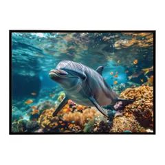 【A4サイズ（約21x30cm）】【lh-poster-5865】イルカ 海 ブルー ドルフィン 夏 ポスター クジラ シャチ 水族館 水中　南国 ハワイ 自然 サーフ インテリア  アート