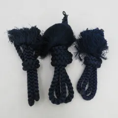 和小物 羽織紐 まとめて 3点セット 男性用 絹 紺色 丸組 手組紐 正絹 メンズ用 和装小物 撚り房 舞台衣裳