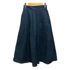 アースミュージック&エコロジー EARTH MUSIC & ECOLOGY スカート フレア タック コットン 無地 ロング丈 F 紺 ネイビー