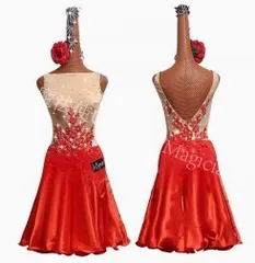 【新品未使用】新色 ラテンワンピース ラテンドレス 刺繍 ブラック＋ホワイト オーダーメイド CWF1205P252