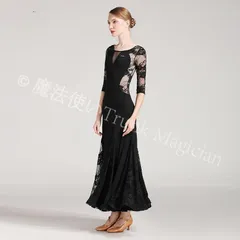 【新品未使用】モダンドレス 社交ダンス衣装 高級レースドレス 長袖 大人用競技ドレス 演出用ラテンドレス ステージ衣装 撮影会 ハロウィン パーティーイベント用 CWF1205P468