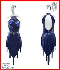 【送料無料】ラテンワンピースドレス　社交ダンス衣装　刺繍　オーダーメイド CWF1205P724