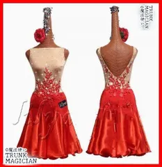 【新品未使用】新色 ラテンワンピース ラテンドレス 刺繍 ブラック＋ホワイト オーダーメイド CWF1205P788