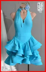 サンバダンサー衣装一式青と金 青の伝統的な衣装を着てポーズの豪華な