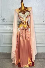 【新品未使用】ベリーダンス オリエンタル衣装 ドレープ セットアップ オーダーメイド CWF1205P046