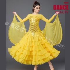 裾が特徴的な華やかスタンダードドレス✦ダンスパーティーやデモにもオススメ✨ 楽天市場】社交ダンス ドレス 高級 フロント付き 長袖 豪華 お花ビーズ