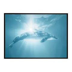 【B4サイズ（約25x36cm）】【lh-poster-6049】イルカ 海 ブルー ドルフィン 夏 ポスター クジラ シャチ 水族館 水中　南国 ハワイ 自然 サーフ インテリア  アート