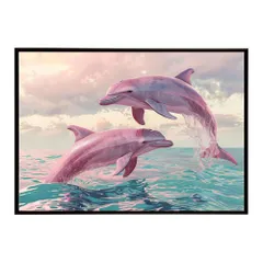 【A4サイズ（約21x30cm）】【lh-poster-6093】イルカ 海 ブルー ドルフィン 夏 ポスター クジラ シャチ 水族館 水中　南国 ハワイ 自然 サーフ インテリア  アート