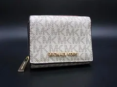 MICHAEL KORS マイケルコース MK柄 PVC 三つ折り 財布 ウォレット 札入れ 小銭入れ レディース アイボリー系 DJ5112