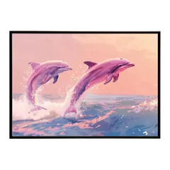 【A4サイズ（約21x30cm）】【lh-poster-6101】イルカ 海 ブルー ドルフィン 夏 ポスター クジラ シャチ 水族館 水中　南国 ハワイ 自然 サーフ インテリア  アート