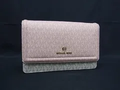MICHAEL KORS マイケルコース MK柄 PVC×レザー 二つ折り 長財布 ウォレット 小銭入れ 札入れ カード入れ レディース ピンク系 DJ9759