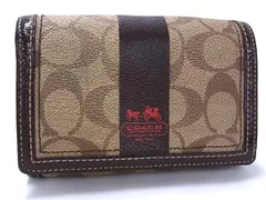 COACH コーチ シグネチャー PVC×パテントレザー 二つ折り 財布 ウォレット 札入れ 小銭入れ レディース ブラウン系 DK8810