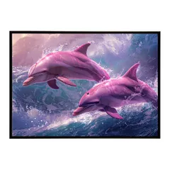 【A4サイズ（約21x30cm）】【lh-poster-6106】イルカ 海 ブルー ドルフィン 夏 ポスター クジラ シャチ 水族館 水中　南国 ハワイ 自然 サーフ インテリア  アート