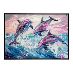 【A4サイズ（約21x30cm）】【lh-poster-6107】イルカ 海 ブルー ドルフィン 夏 ポスター クジラ シャチ 水族館 水中　南国 ハワイ 自然 サーフ インテリア  アート