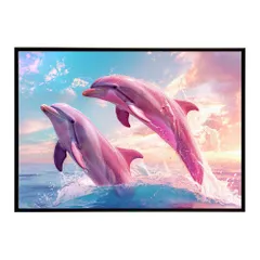 【A4サイズ（約21x30cm）】【lh-poster-6113】イルカ 海 ブルー ドルフィン 夏 ポスター クジラ シャチ 水族館 水中　南国 ハワイ 自然 サーフ インテリア  アート