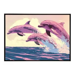 【A4サイズ（約21x30cm）】【lh-poster-6114】イルカ 海 ブルー ドルフィン 夏 ポスター クジラ シャチ 水族館 水中　南国 ハワイ 自然 サーフ インテリア  アート