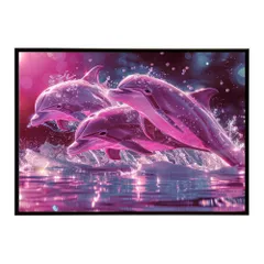 【A4サイズ（約21x30cm）】【lh-poster-6122】イルカ 海 ブルー ドルフィン 夏 ポスター クジラ シャチ 水族館 水中　南国 ハワイ 自然 サーフ インテリア  アート