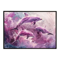 【A4サイズ（約21x30cm）】【lh-poster-6124】イルカ 海 ブルー ドルフィン 夏 ポスター クジラ シャチ 水族館 水中　南国 ハワイ 自然 サーフ インテリア  アート