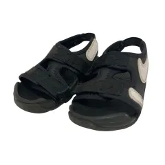 ナイキ NIKE サンレイアジャスト6 PS サンダル ワンポイント ロゴ DX5545-002 15 黒 ブラック 白 ホワイト