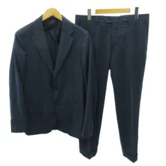 ラルディーニ LARDINI 美品 スーツ セットアップ テーラードジャケット パンツ チェック柄 ウール 48 紺 ネイビー 1206