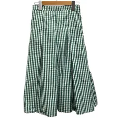 ABITOKYO スカート フレアスカート 膝丈 チェック柄 S 緑 グリーン