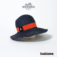 超美品　HERMES　エルメス　ハット　ネイビー　麦わら帽子 HERMES（エルメス） 【新品同様】エルメス ストローハット 麦わら帽子