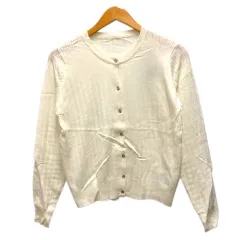 ビス ViS アンサンブルニット カーディガン クルーネック ビジュー装飾 M 白 ホワイト