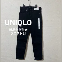 UNIQLO ユニクロ スキニー S ハイライズ ジーンズ レディース ブラック ウエスト24 ウエスト61cm 黒 ズボン 重ね着