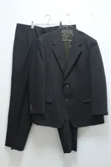 MIYUKI ミユキ ELEFIT エレフィット TAKASHIMAYA オーダーメイド 大きめ スーツ セットアップ ブラック×ブルー・ホワイト ストライプ 背抜き 12-A106/1/080