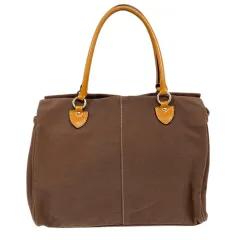 サザビー SAZABY ハンドバッグ トートバッグ 布 キャンバス ポーチ付 無地 茶 ブラウン