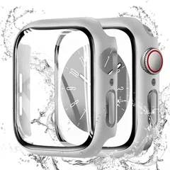 for Apple Watch ケース Series 11/10/9/8/7/SE3/SE2/SE/6/5/4 44mm 超薄型 for アップルウォッチ カバー 防水 PC素材 硬度9H強化ガラス 高透過率 指紋防R12107