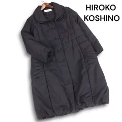 HIROKO KOSHINO ヒロココシノ 秋冬★ 丸襟 ロング 中綿 コート Sz.40 レディース 黒