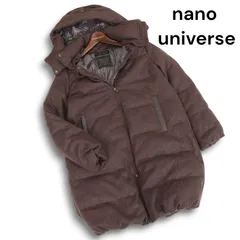 nano universe ナノユニバース × 西川ダウン★ 秋冬 ウール フーディー ダウン コート Sz.36 レディース