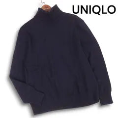 UNIQLO ユニクロ 秋冬 高級 カシミヤ100%♪  セーター ニット タートルネック Sz.XL レディース ネイビー 大きいサイズ
