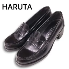 【美品】HARUTA ハルタ NJWD 4603 レザー ヒールアップ ローファー Sz.24 レディース 黒 日本製