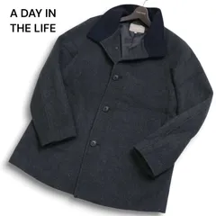 【美品】A DAY IN THE LIFE ユナイテッドアローズ 秋冬 ウール★ スタンドカラー コート Sz.XL メンズ 灰 大きい