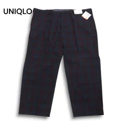 【新品 未使用】 UNIQLO ユニクロ チェック ヒートテック★ ストレッチ スリムフィット パンツ Sz.110 メンズ 大きい 特大